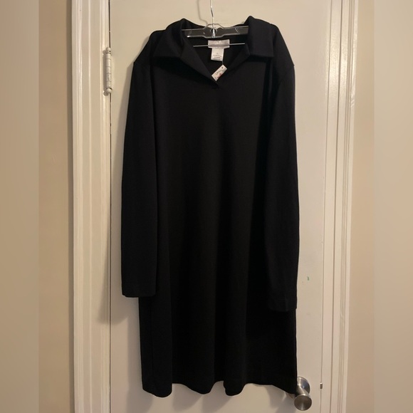 Susan Graver Dresses & Skirts - NWT Susan Graver Black Long Sleeve Collar Shift Dress Size Extra Large
